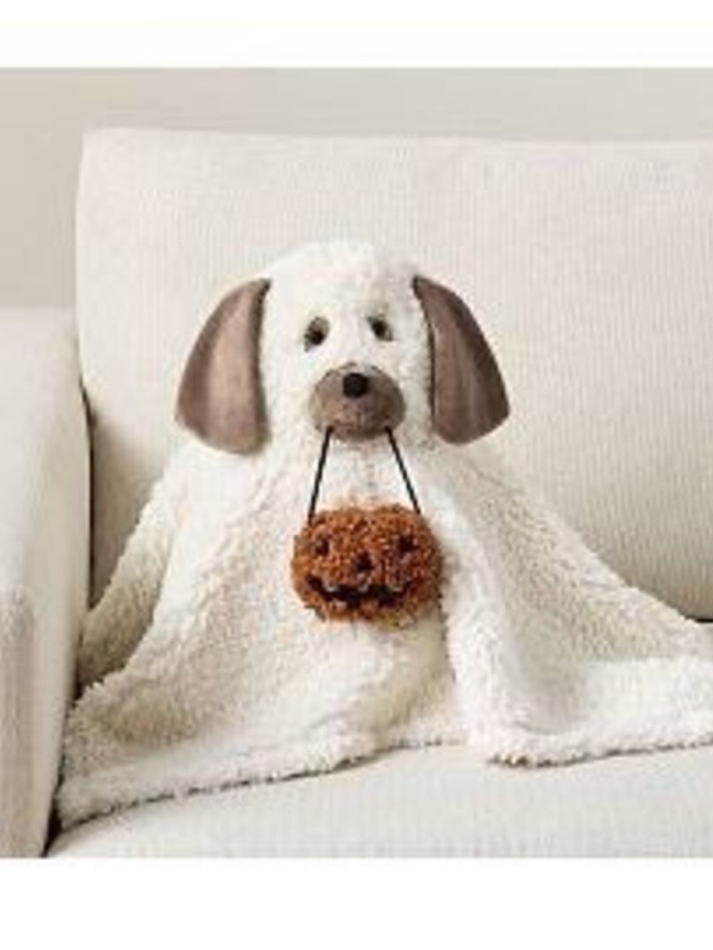 Pottery Barn Doug The Dog Ghost Pillow w/ Pumpkin New
